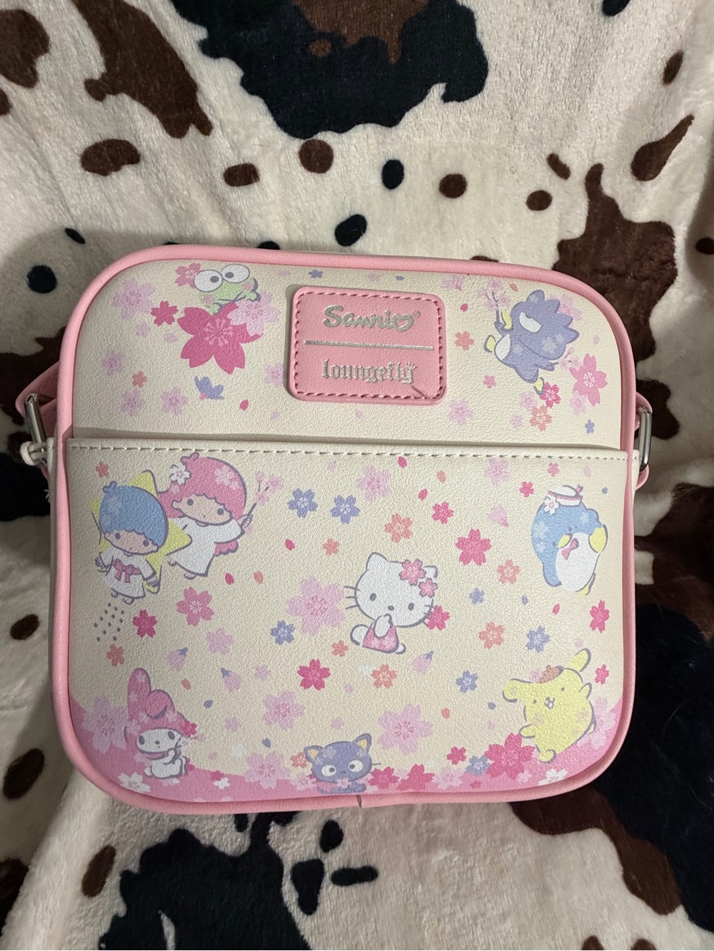Loungefly Pink and Cream Sanrio Floral Character Crossbody